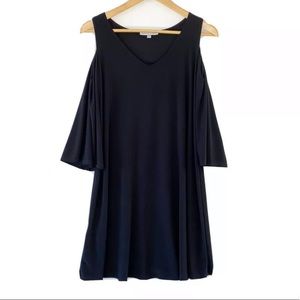Analee + Hope Black Cold Shoulder Stretch Dress